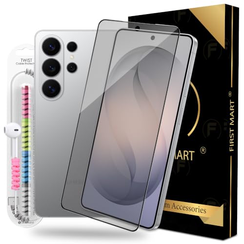Image of FIRST MART Matte Anti-Glare Tempered Glass for Samsung Galaxy S26 Ultra With Installation Kit | Military-Grade Gaming Screen Protector & Cable Guard | Edge to Edge Coverage | Black