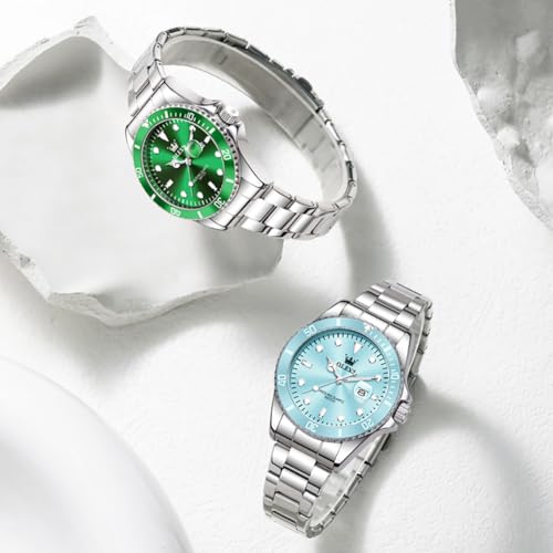 Image of OLEVS Womens Watch Classic Dress Number Female Watches for Ladies Analog Quartz Stainless Steel Waterproof Luminous Day Date Two Tone Easy to Read Wristwatch