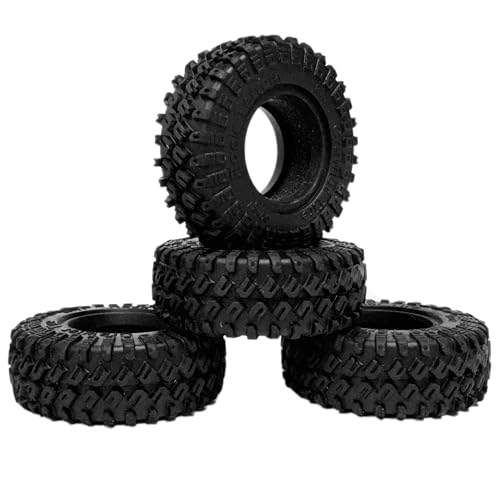 KINGCOO 4PCS 1.3" Wheel Tires RC Mud Crawler Rock Terrain Rubber Tires with Foam Inserts for 1/18 1/24 Mini Crawler Car for TRX4M SCX24 Upgrade Parts(60 x 21mm)