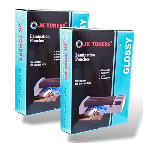 Image of JK Toners 65mm x 95mm 125micron Laminating Pouches, Clear Glossy Finish, Waterproof | Perfect for Document & Certificate Protection (65mm x 95mm) (Pack of 2)