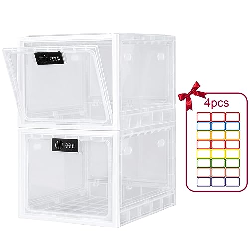 Image of Lalifebuss Combination Lock Boxes for Personal Items, Lockable Storage Box for Office Locker /School /Medicine /Snacks /Phone Jail /Electronic /Home (2 Pack /Black)