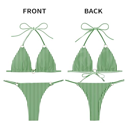 Image of MIKETAI Sexy Bikinis for Women 2 Piece Bikini Spaghetti Strap Swimsuits Solid Color Bathing Swimwear Triangle Bathing Suit