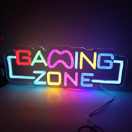 Image of Gaming Zone LED Neon Sign, Cool Gamer Room Wall Decor Dimmable USB Powered Neon Light for Game Room, Bedroom,Man Cave Streaming & E sports Setup Holiday Birthday Gift
