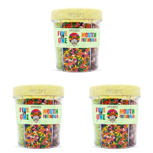 Image of HARIBAS Mukhwas Mouth Freshener 5 in 1 300GM with Sauf (Pack of 3)