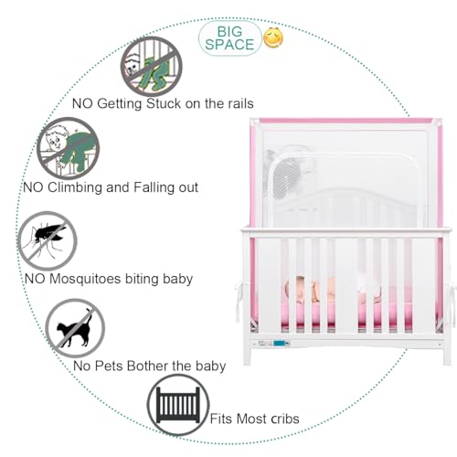 Image of 2025 Upgrade Crib Tent to Keep Baby from Climbing Out, Crib Net to Keep Baby in, See Through Crib Cover for Safety, Mosquito Net for Crib with Strong Mesh and Durable Zipper, Easy to Install (Gray)