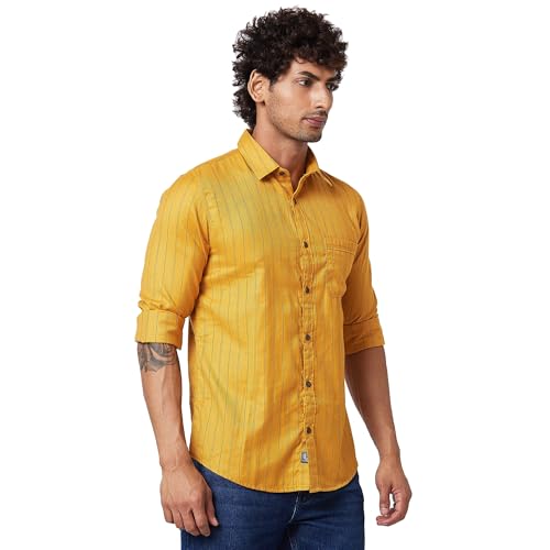 Image of Spykar Men's Regular Fit N /A Full Sleeve Striped Casual Shirts