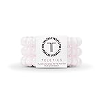 TELETIES - Spiral Coils Hair Ties for Women - Phone Cord Ponytail Holders - Strong Grip, No Rip, No Crease Resistant Coils - 3 Pack (Large, Rose Water Pink)