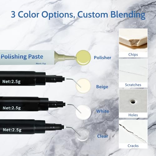 Image of Quartz Countertop Repair Kit, Granite & Marble Repair Kit, 30s Quick-Drying Repair Chip for Edge Chips, Cracks, Scratches and Holes on Ceramic Tile, Bath Tub, Sink and Other Stone Surfaces