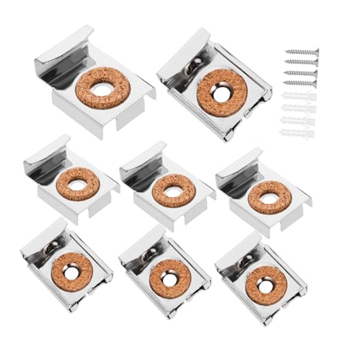 Image of OSALADI 8pcs Iron Mirror Clips with Padding Wall Mounted Mirror Holders for Frameless Displays Easy Installation and Versatile Design for Hanging Mirrors and Pictures
