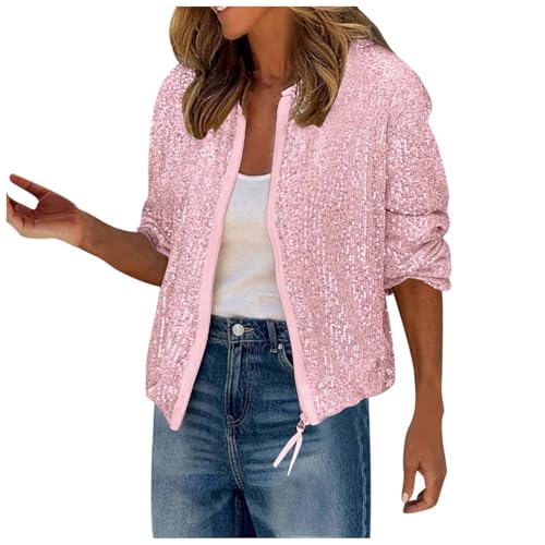 Veste d'hiver pour femme à paillettes : finis les looks ternes avec ce blouson zippé