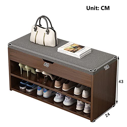 Tabouret à chaussures porteur en bois avec coussin de rangement - 3