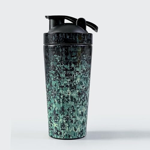 Image of Body Smith - ACTIVE WEAR & MORE Stainless Steel Protein Shaker Bottle - Leak Proof Gym Shaker with Mixing Ball, BPA Free, 750ml (Military Brown) (Green)