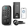 LNDU Keyless Entry Door Lock, WiFi Smart Keypad Deadbolt with Handle Set, Supports Fingerprint, Amazon Alexa, Google Assistant, App Control, Auto-Lock, One-Time Code, Anti-Peeking Password