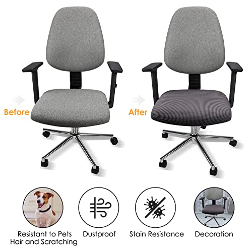 Yikko Elastic Stretch Spandex Chair Seat Covers Slipcovers Washable fit for Office Chairs,Dining Room Chairs,Bar Wedding Party Decor (2, Grey) - Image 3