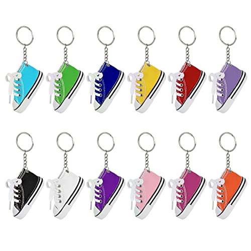Framendino, 24 Pack Cute Mini Canvas Sneaker Keychain Tennis Shoes Keychain Sport Sneaker Keyrings For Bag (Style A & B) #TOP6