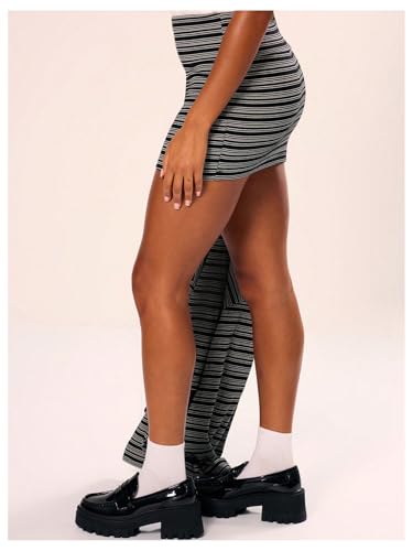 Floerns Women's Summer Striped High Waisted Skirt Foldover Knitted Bodycon Mini Skirts2