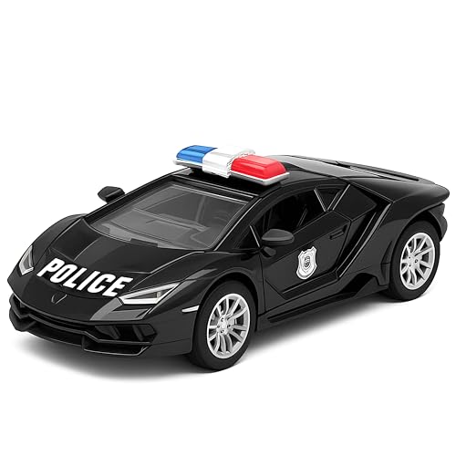 Image of VGRASSP 1:32 Scale Mini Die Cast Super Police Car Toy for Kids with Pull Back Action - Off-Road Scale Model with Rubber Tires, Realistic Design Openable Doors - Color As Per Stock