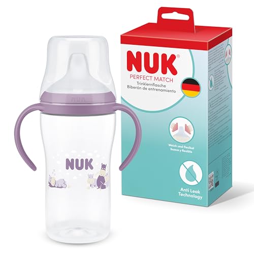 NUK Perfect Match Vaso de Aprendizaje Bebe | 6+ meses | 260 ml | Vaso antiderrames para niños pequeños | Asas antideslizantes | Hipopótamo | 1 unidad