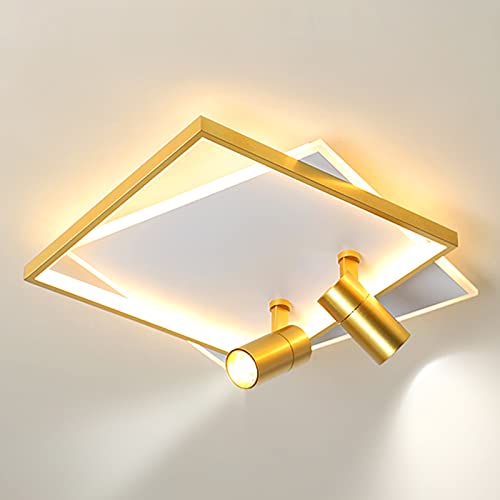 Plafonnier LED doré à gradation continue avec projecteurs orientables pour salon