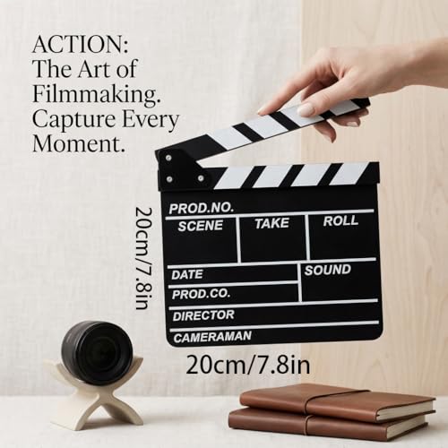 Clapet de film noir en bois acrylique, clapet de réalisateur pour films, accessoires Shoot Clapboard, clapet série télévisée, publicité, décoration d'intérieur, décoration de cinéma – vue 2