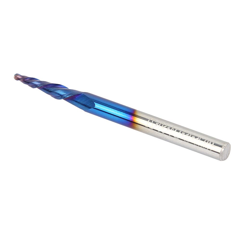 End Mill Tungsten Carbide Milling Cutter 2 Flutes Blue Super Hard Coating High Precision Durable for Metal Wood CNC Engraving Cemented Carbide Material 1 Piece (R0.75 * 15*D4*50)