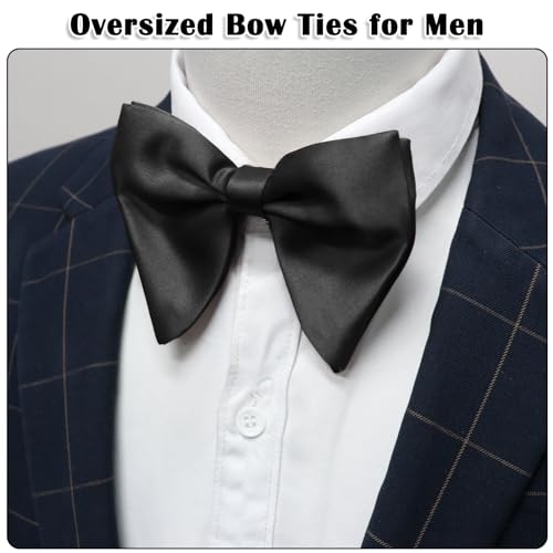 Image of Luckyvestir Oversized Bow Ties for Men, Black /Red Big Bow Tie, Solid Color Pretie Bowtie Men for Tuxedo Wedding
