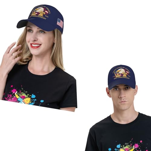 Image of USA Flag Baseball Cap American Patriotic Trucker Hat Father Dad Mother Mom Adjustable Sportswear Hat for Men Women Adults