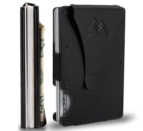 Mountain Voyage Co Minimalist Wallet for Men - Slim RFID I Scratch Resistant, Matte Black Credit Card Holder & Money Clip, Easily Removable Money & Cards, Mens Wallets