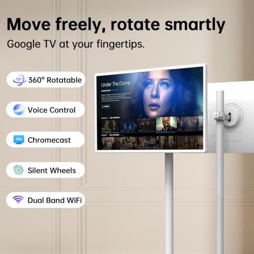 Image of HORION 32 inch Portable Google TV 1080P FHD Rolling Smart TV with Wheel Stand
