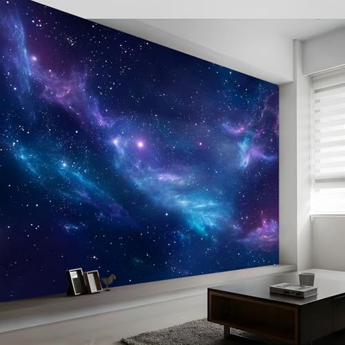 Fotomurales Papel pintado Universo Estrella Planeta tejido no tejido papel pintado Púrpura papel pintado mural Decoración de Pared decorativos 200 x 140 cm