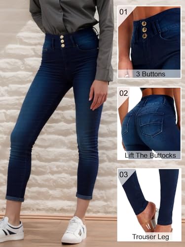 YUZIBAO Women's High Waist Skinny Stretch Jeans Shaping Butt Lifting Denim Pants3