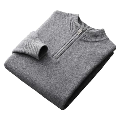 Solid Color Casual Classic Stand Collar Zipper Splicing Business Men's Wool Sweater