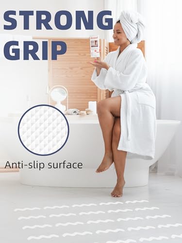 Secopad Anti Slip Shower Stickers, Adhesive Decals Safety Strips with Scraper for Bath Tub, Shower Floor, Stairs, 24 Pieces (White)
