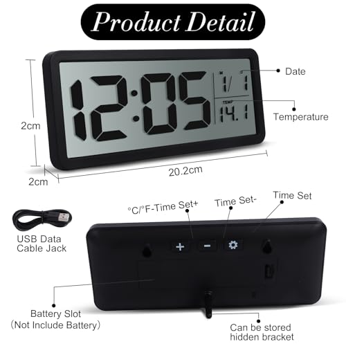 Reloj de pared digital LED de dígitos grandes para evitar la fatiga visual 3
