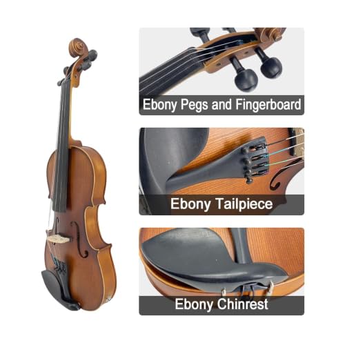 Image of Yinfente Acoustic Violin Electric Violin 4 /4 Full Size Violin 4 String Maple Spruce For Student,Violin For Beginners violin Case,Brazilwood Bow,Cable,Cleaning Cloth,Rosin,Bridge