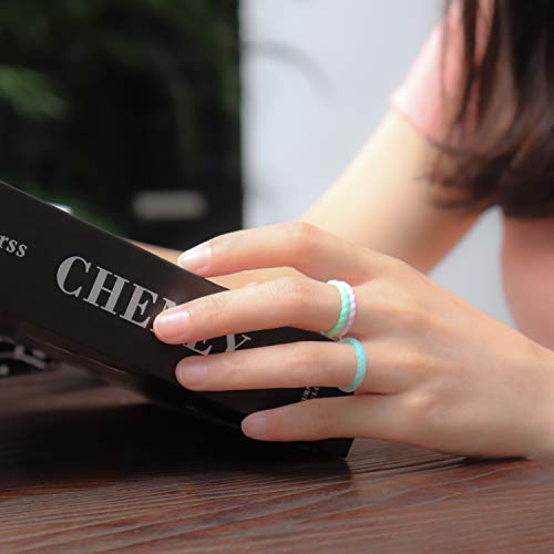 Forthee 10 Pack Silicone Wedding Ring for Women, Thin and Braided Rubber Band, Fashion, Colorful, Comfortable fit, Skin Safe4