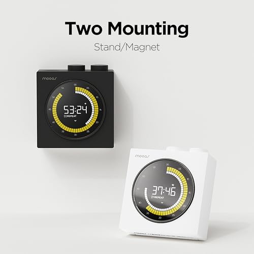 Image of mooas Time Loop Digital Visual Timer, Rechargeable Wireless, LCD Large Display, Portable, Visual Timer, Brightness Adjustment, Count Up /Down, Pomodoro Timer for ADHD, Study, Home Schooling (White)