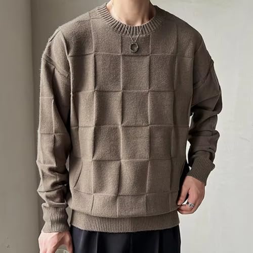 Checkered Knitted Sweater Pullover Fall Winter Simple Pull Sweater for Men2