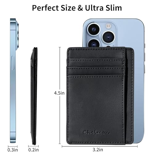 Image of Chelmon Slim Wallet for Men, Minimalist Front Pocket RFID Blocking Credit Card Holder