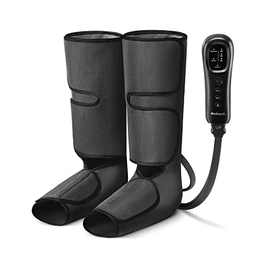 Nekteck Leg Massager with Air Compression for Circulation and Relaxation, Foot and Calf Massage Machine with Hand-held Controller 2 Modes 3 Intensities, Adjustable Leg Wraps for Home and Office Use