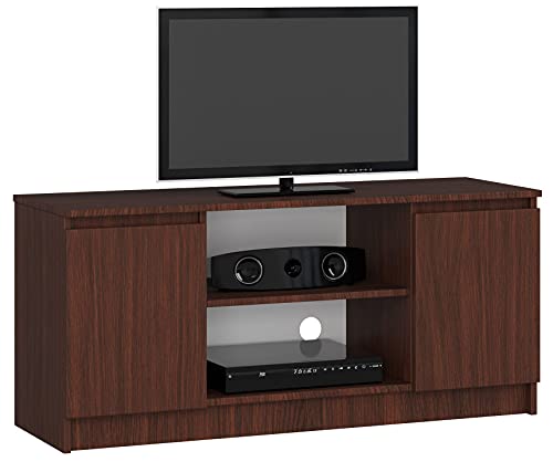 AKORD Meuble TV K-120 | Classique Meuble Télé | Banc TV | Moderne Meuble Television | H55 x L120 x P40 cm, Poids 30 kg | Couleur: Wengé