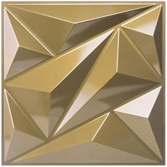 Art3dwallpanels 33 Pack 3D Wall Panel Diamond for Interior Wall Décor, PVC Textured Wall Panels, 12''x12'' Cover 32.Sq.Ft. Golden