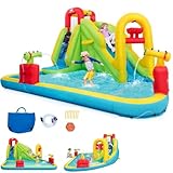 BOUNTECH Inflatable Water Slide, Mega Waterslide Park for Kids Backyard Family Fun with Splash Pool, Water Basin, Climbing, Blow up Water Slides Inflatables for Kids and Adults Outdoor Party Gifts