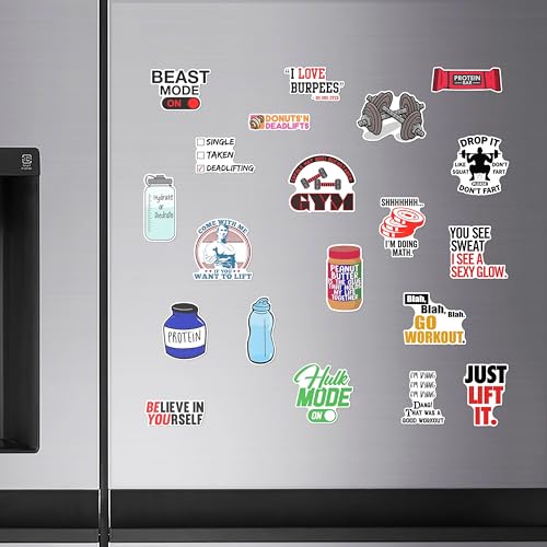 Image of WallDesign Gym Goals Magnet Set - Inspirational Fitness Designs, Unique Magnets for Health and Fitness Motivation (Set of 20)