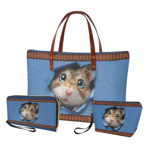 Image of Top Handle Purse for Women, Large Tote Handbag With PU Wallet Set, Gift for Mom