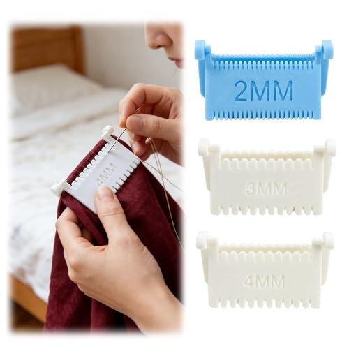 3 Pcs Clip-On Sewing Ruler, 2026 New Hand Edge Stitch Lock and Sewing Guide for Even Stitches, Quilting Templates with 2mm, 3mm, 4mm Spacing (Set B)