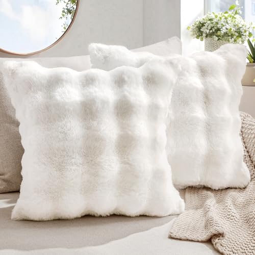 MIULEE Housse de Coussins Noël en Peluche 40x40 cm Coussins Doux et Duveteux pour Canapé Fourrure sur Les Deux Faces Poil Court Coussins Décoratifs Lavable...