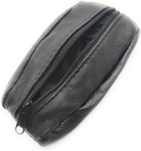 Générique Porte-Monnaie - Bourse Homme - Noir - Cuir Véritable - 2 Compartiments Monnaie - Billet - Porte-clefs - Grain de café.