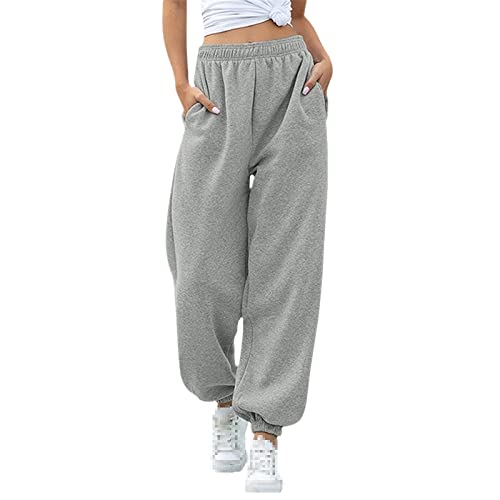 Pantalon de jogging en polaire pour femme gris en taille S coupe ample