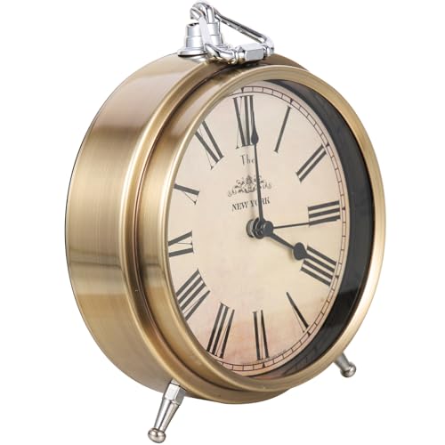 DOITOOL 属製レトロデスクトップ目覚まし時計 静音設計 精密アラーム 電池式 おしゃれな寝室 オフィス用インテリア時計